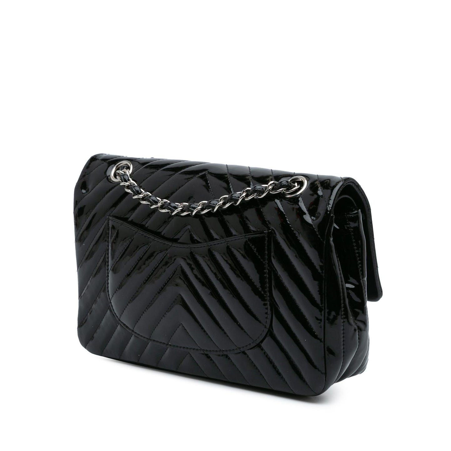 Chanel Medium Classic Chevron Patent Double Flap