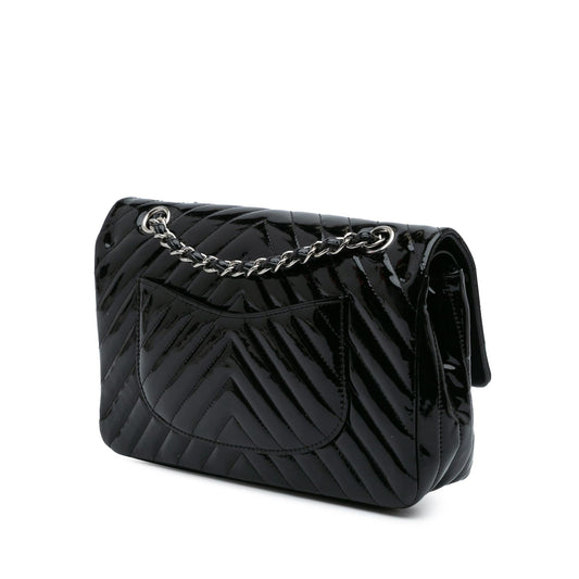 Chanel Medium Classic Chevron Patent Double Flap