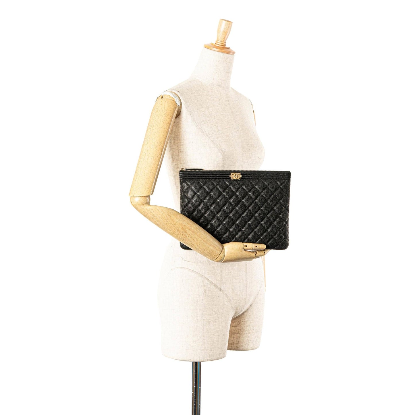 Chanel Medium Quilted Caviar Boy O Case Clutch
