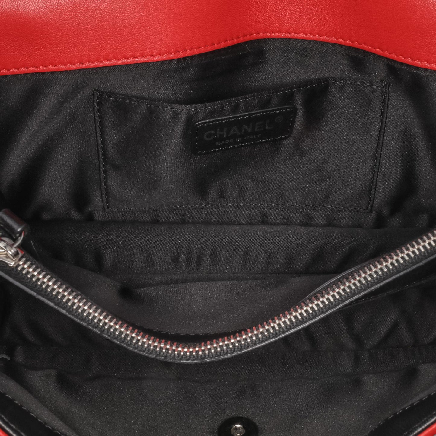 Chanel Medium Quilted Lambskin Grosgrain Two Tone Flap