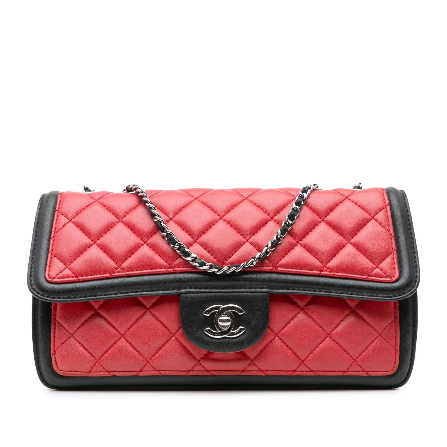 Chanel Medium Quilted Lambskin Grosgrain Two Tone Flap