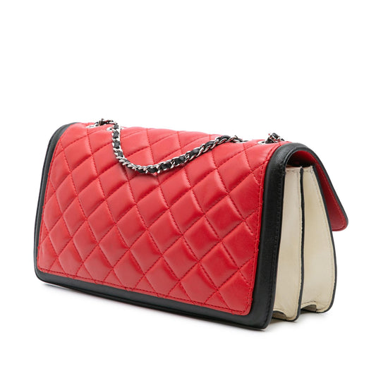 Chanel Medium Quilted Lambskin Grosgrain Two Tone Flap