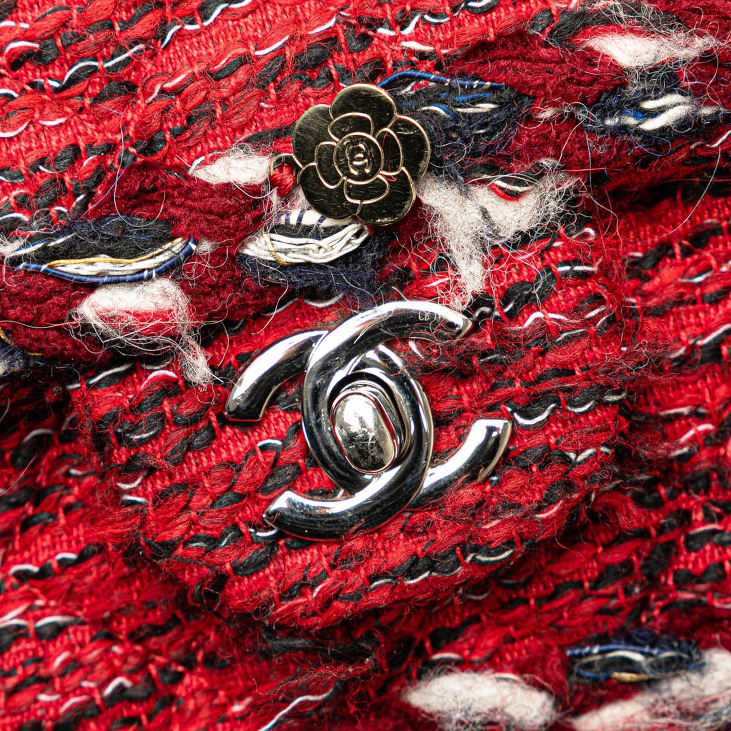 Chanel Medium Tweed Braided Charms Double Flap
