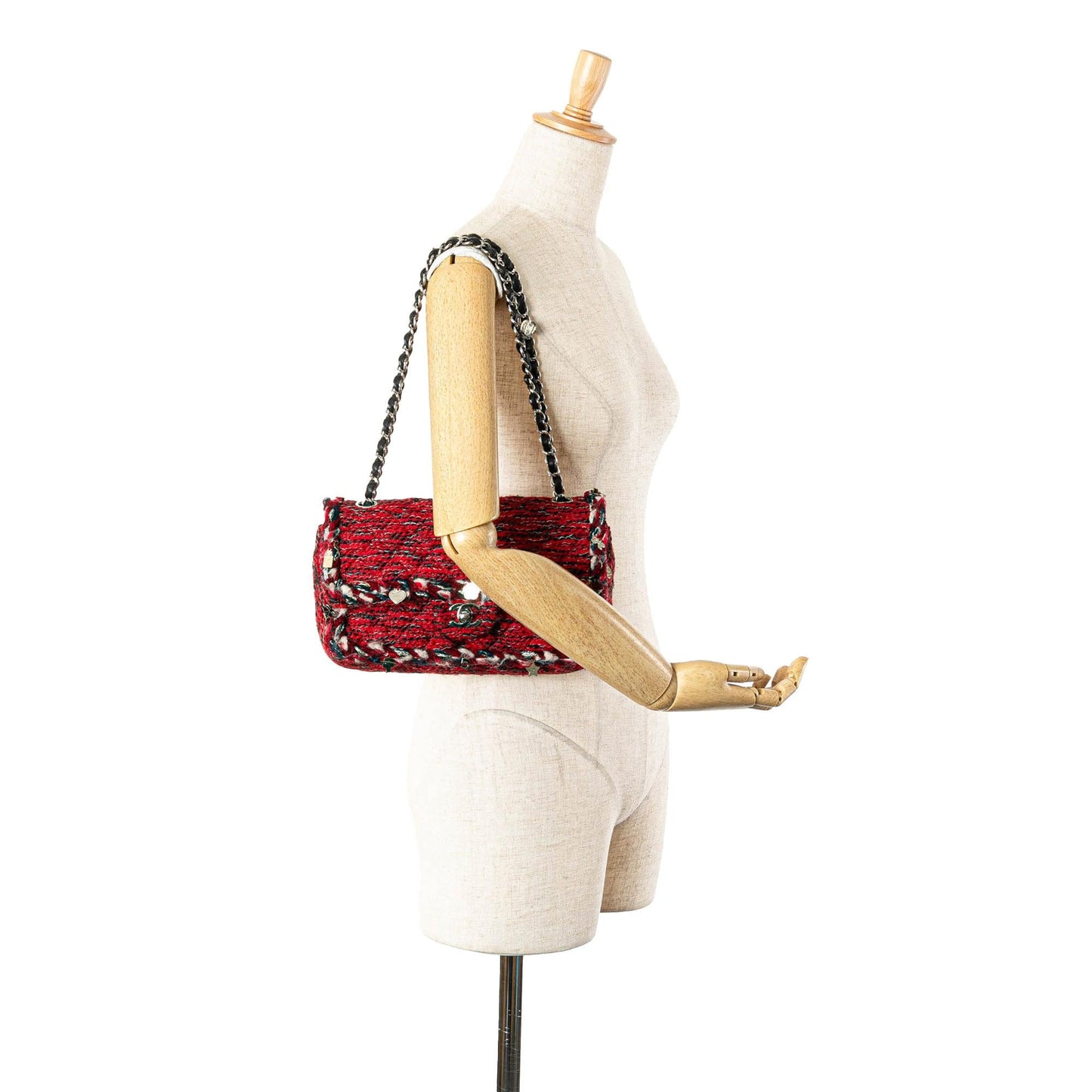 Chanel Medium Tweed Braided Charms Double Flap