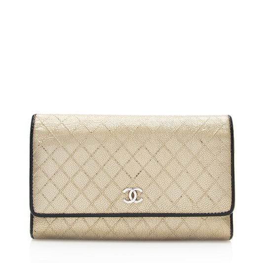 Chanel Metallic Calfskin Flap Wallet (SHF-19801)