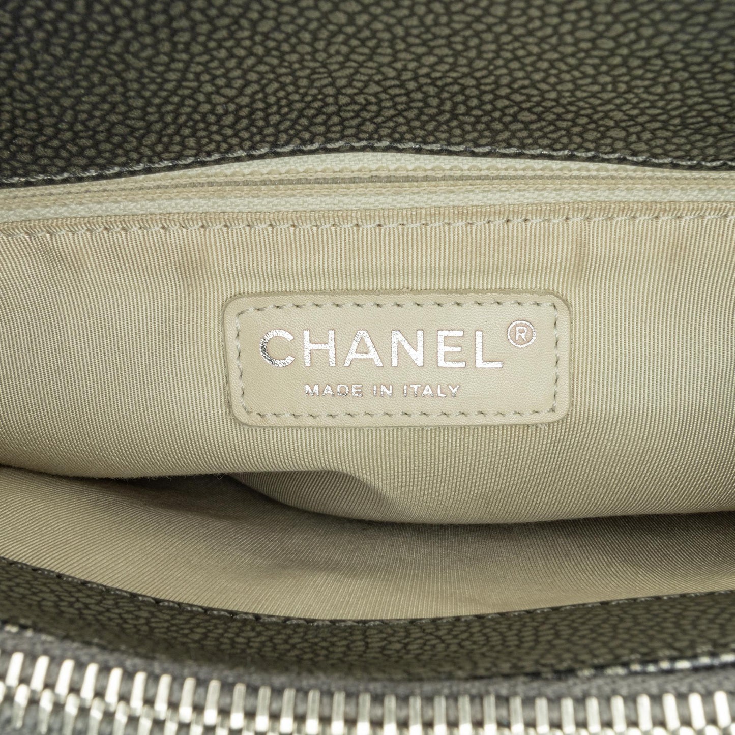 Chanel Metallic Caviar Grand Shopping Tote