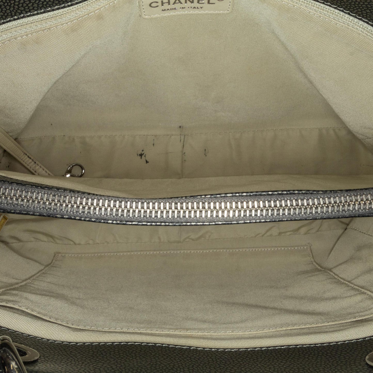 Chanel Metallic Caviar Grand Shopping Tote