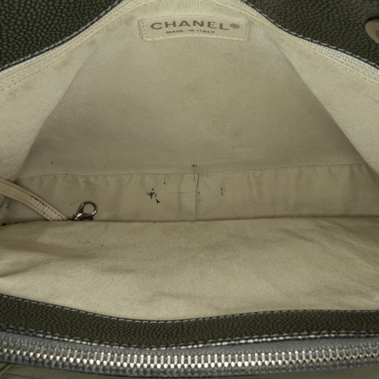 Chanel Metallic Caviar Grand Shopping Tote