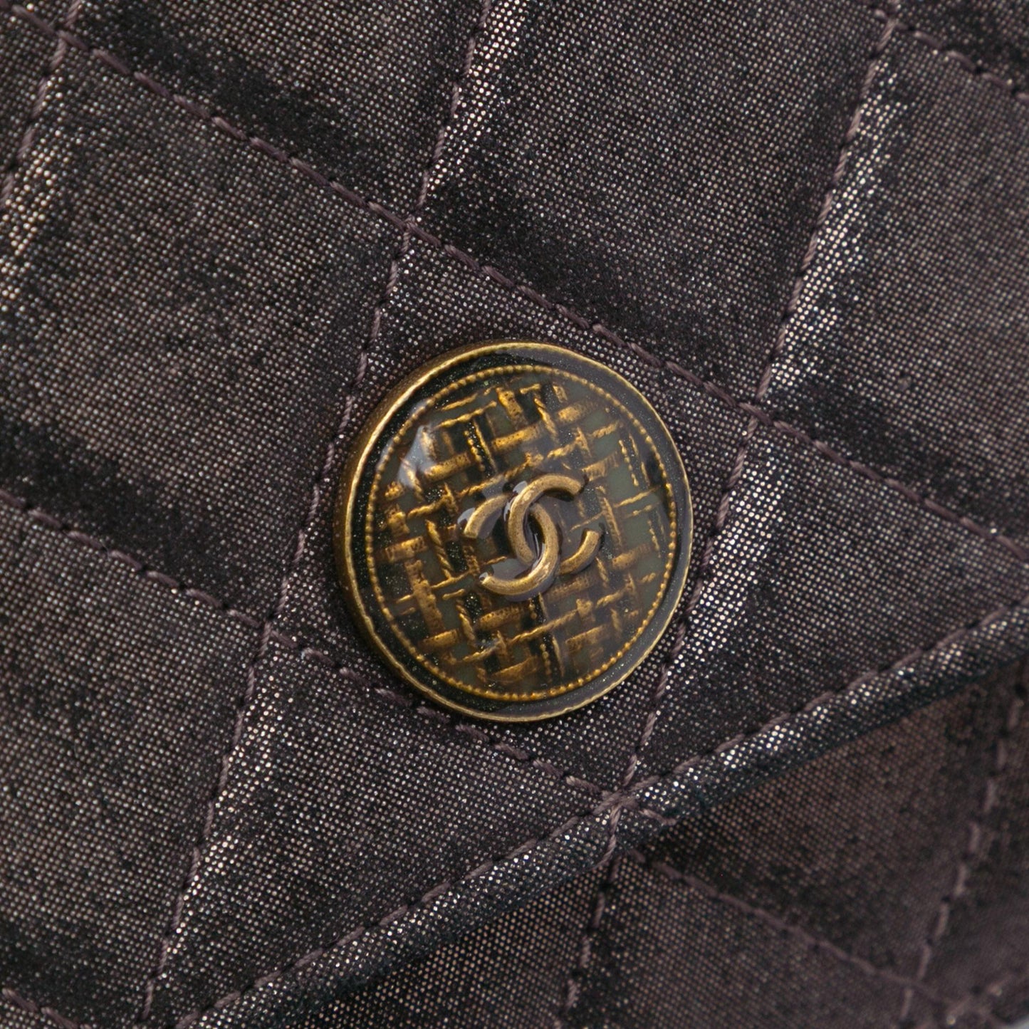 Chanel Metiers d’Art Quilted Iridescent Lambskin Tartan Button Wallet On Chain
