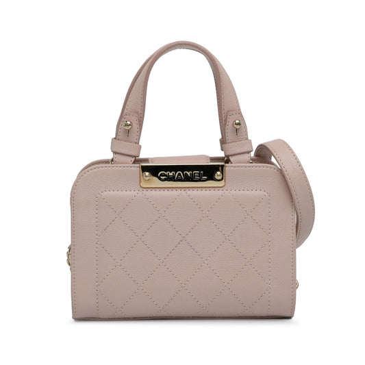 Chanel Mini Calfskin Label Click Shopping Tote (SHG-2qUZVI)