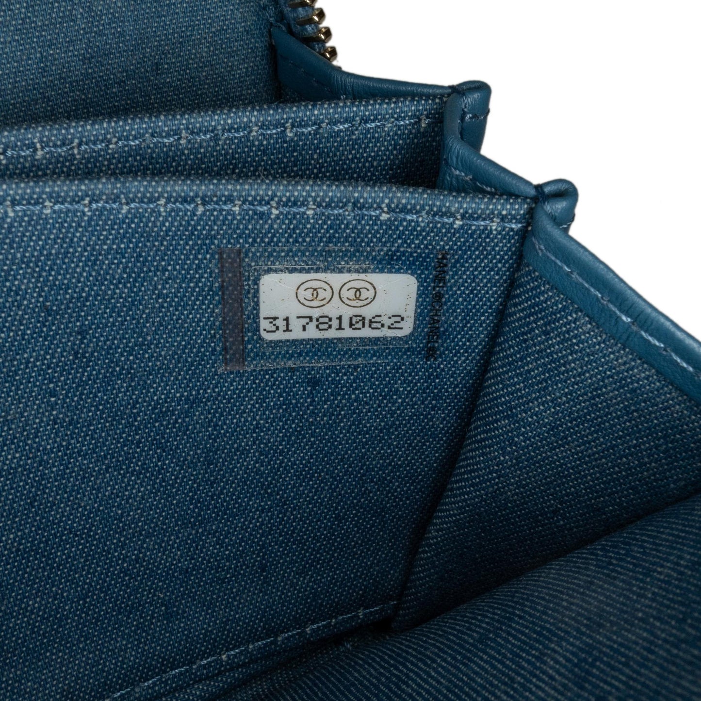 Chanel Mini Denim Pearl Crush Card Holder On Chain