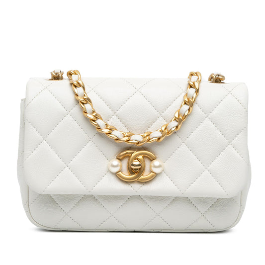 Chanel Mini Glazed Calfskin Pearl Side Flap
