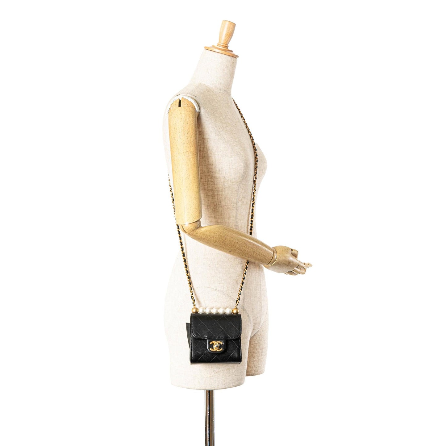 Chanel Mini Goatskin Chic Pearls Clutch On Chain