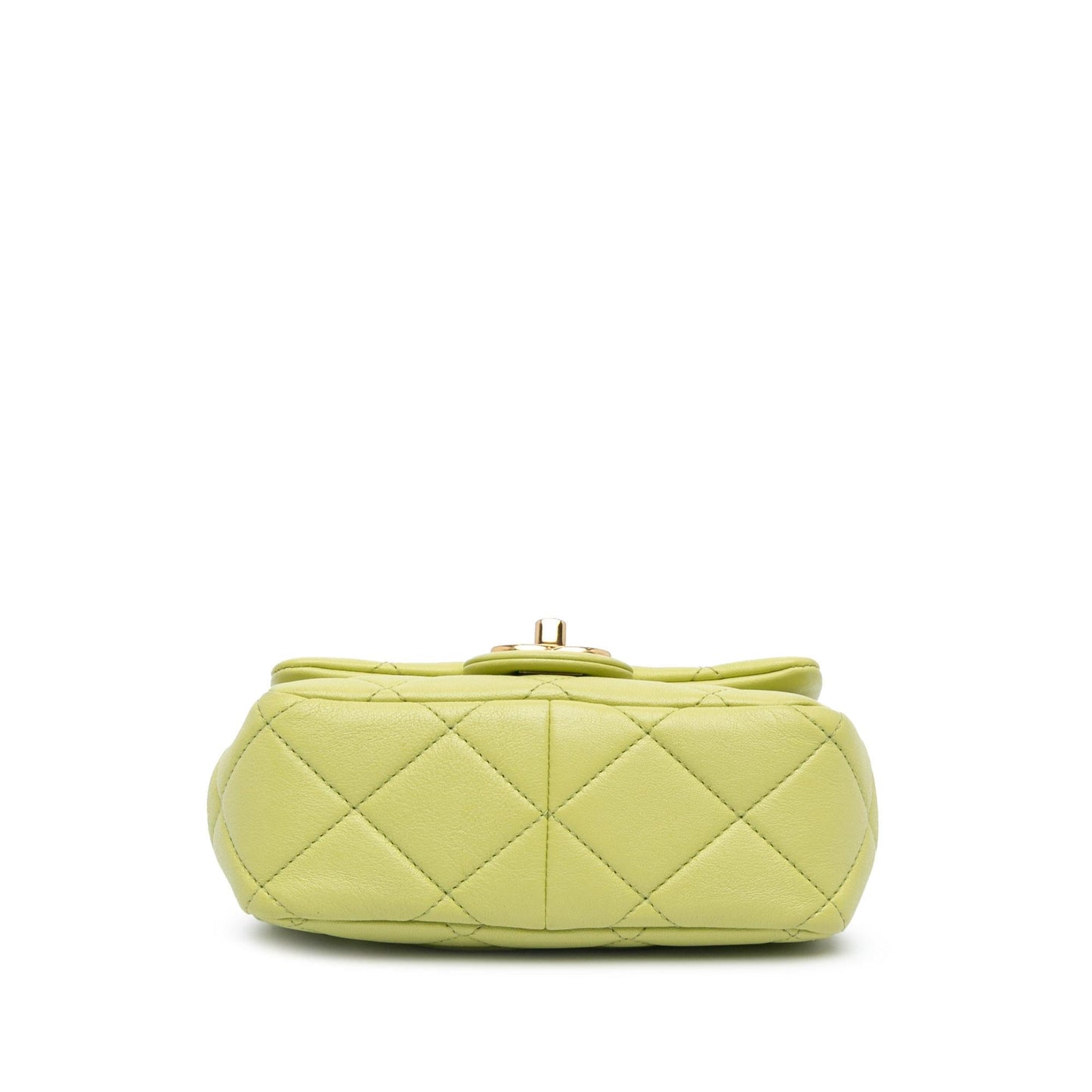 Chanel Mini Quilted Lambskin Oval Logo Chain Top Handle Flap