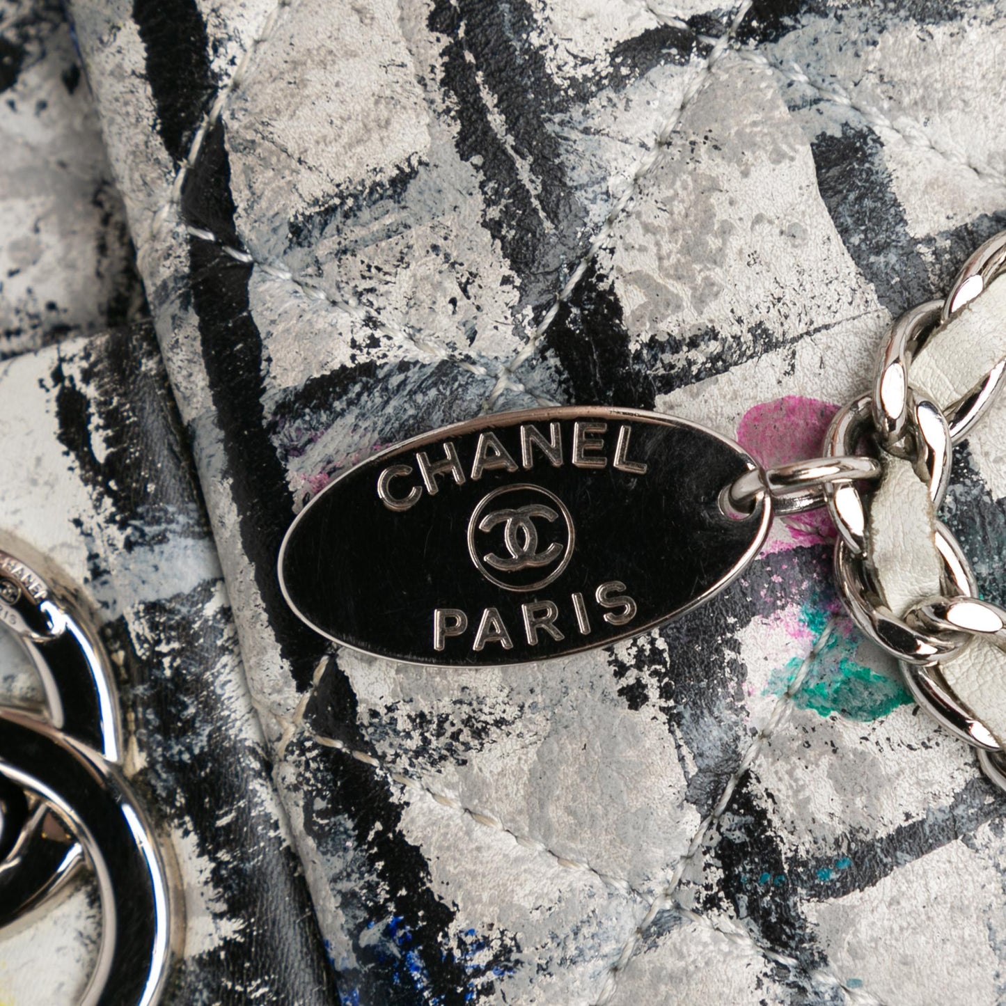 Chanel Mini Rectangular Calfskin Hand Painted Graffiti Flap