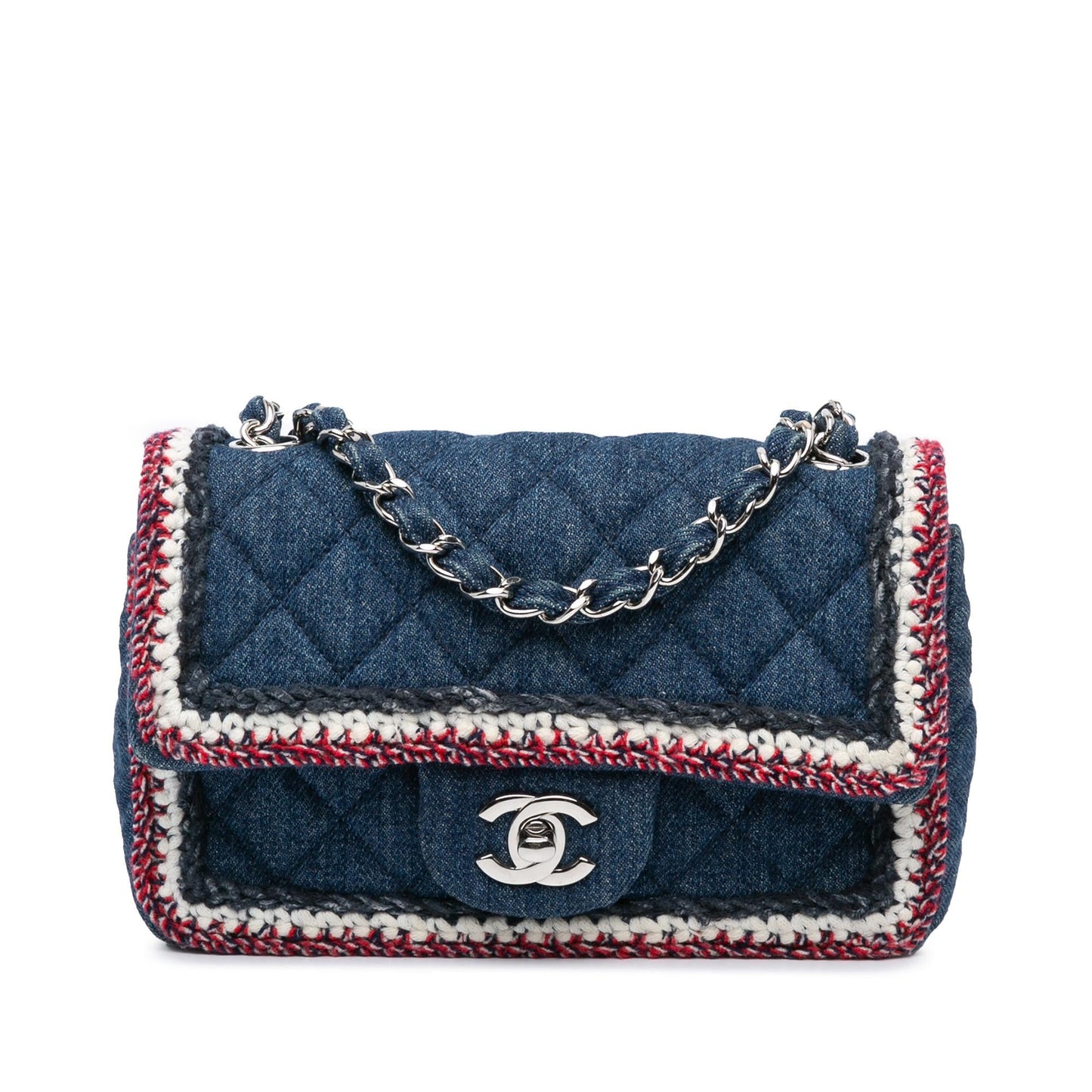 Chanel Mini Rectangular Classic Denim Tweed Framed Single Flap