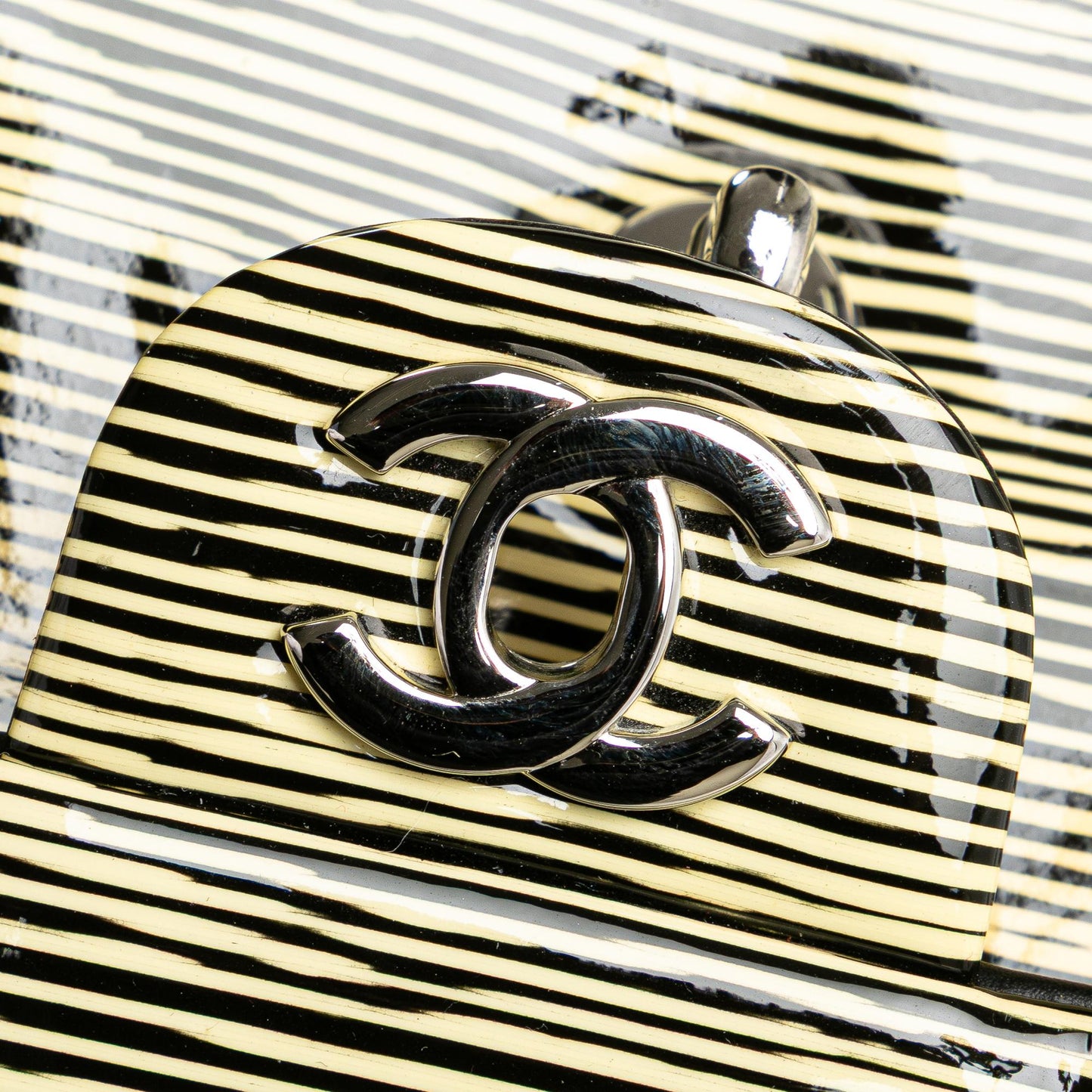 Chanel Mini Rectangular Classic Patent Striped Single Flap