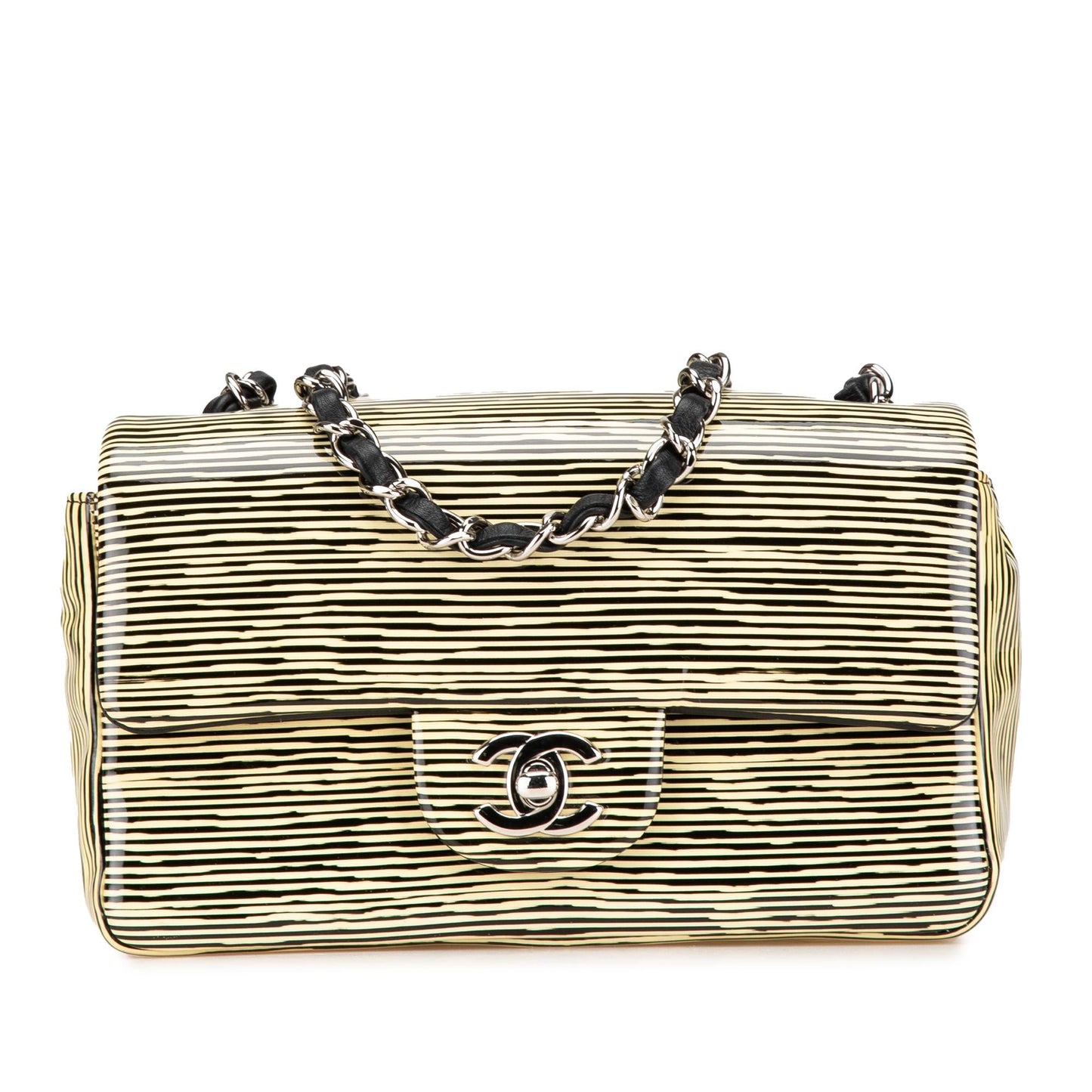 Chanel Mini Rectangular Classic Patent Striped Single Flap