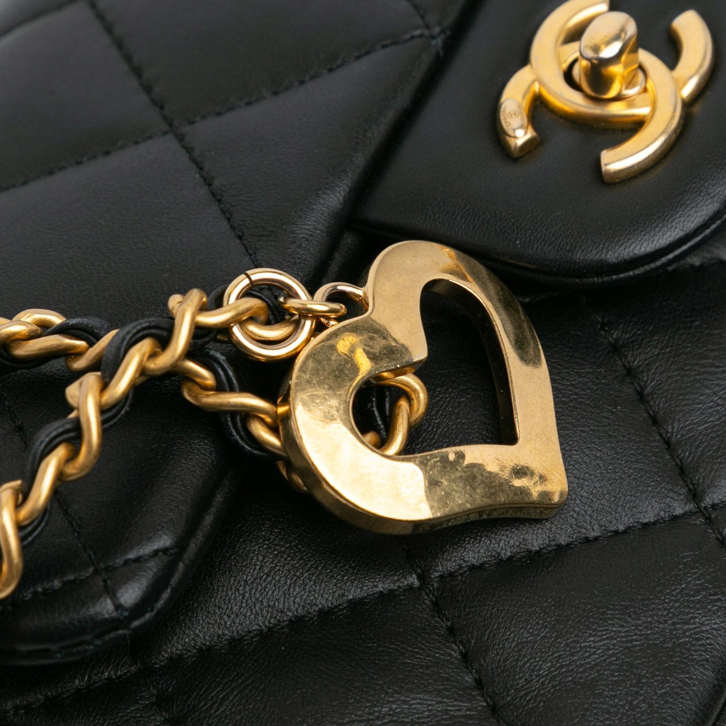 Chanel Mini Rectangular Quilted Lambskin Heart Charms Flap