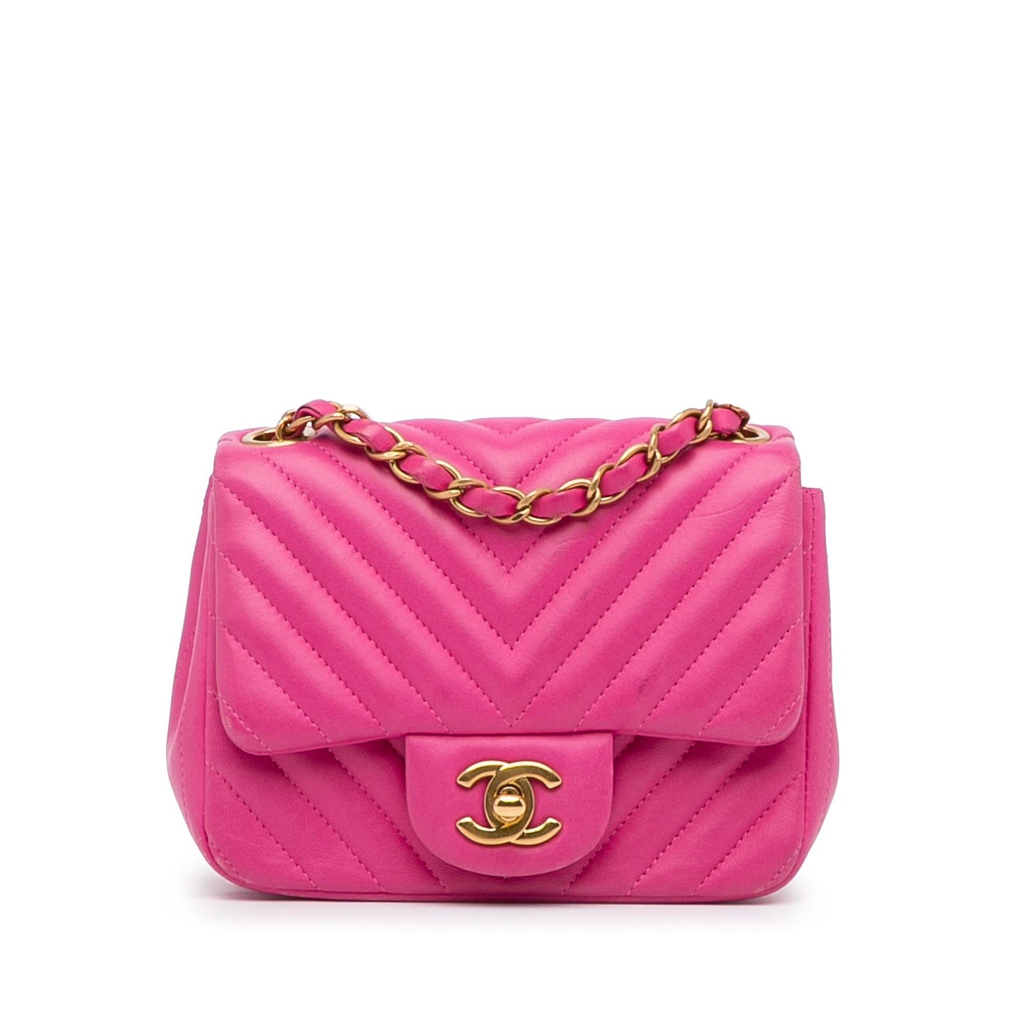 Chanel Mini Square Classic Chevron Lambskin Flap