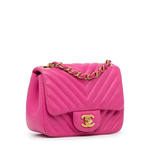 Chanel Mini Square Classic Chevron Lambskin Flap