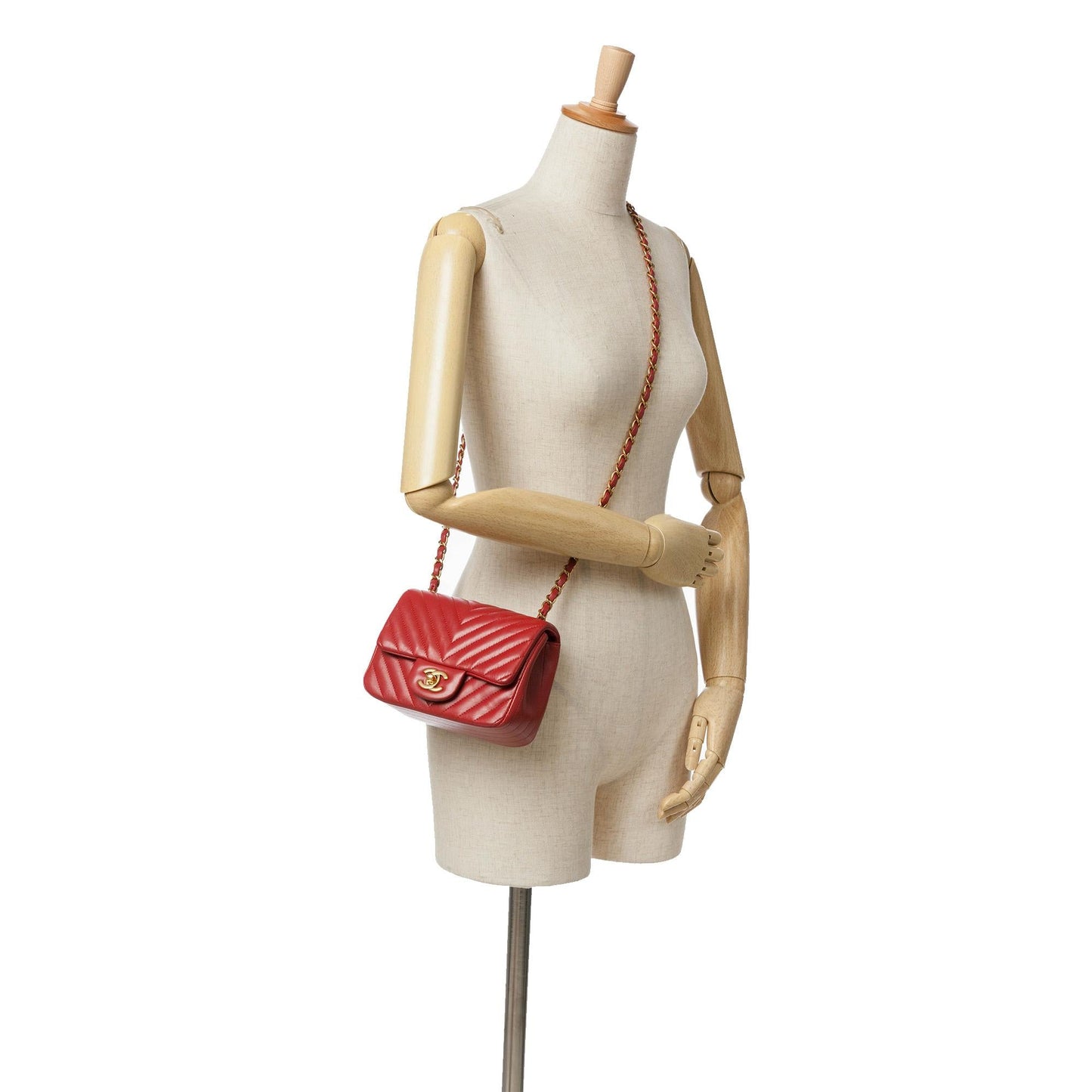 Chanel Mini Square Classic Chevron Lambskin Single Flap