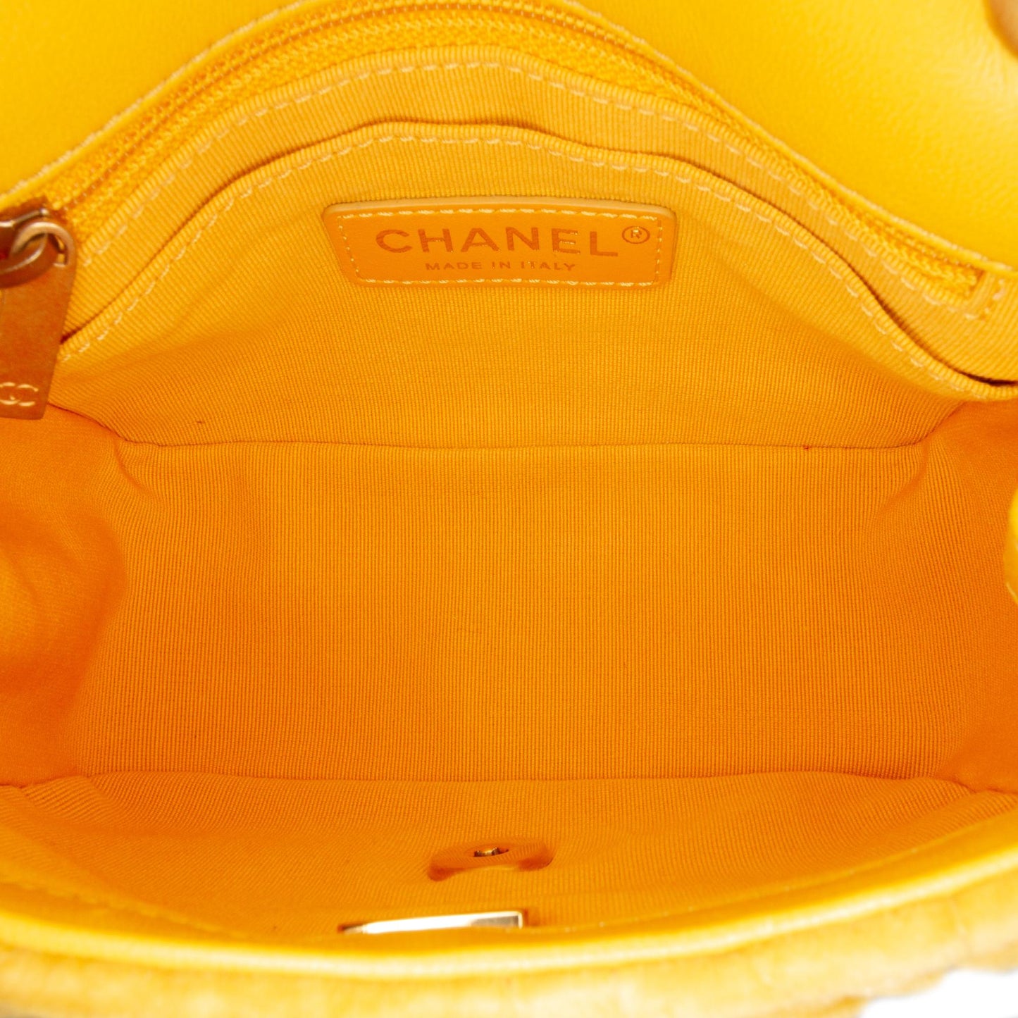 Chanel Mini Square Velvet Camellia Embossed Flap