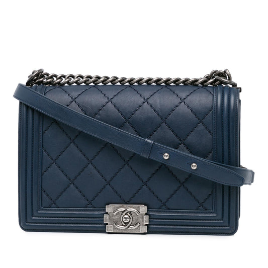 Chanel New Medium Calfskin Double Stitch Boy Flap (SHG-LubuFw)