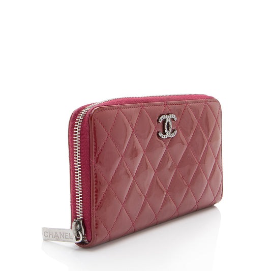 Chanel Patent Leather CC Zip Around Wallet