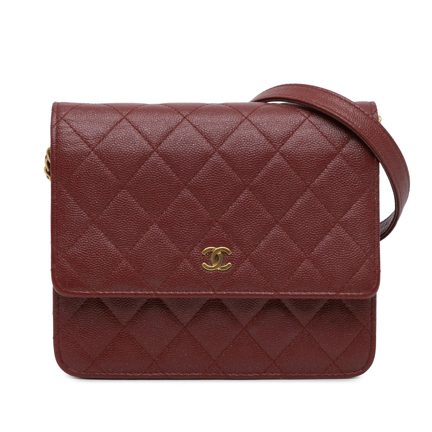 Chanel Quilted Caviar Square Wallet on Chain