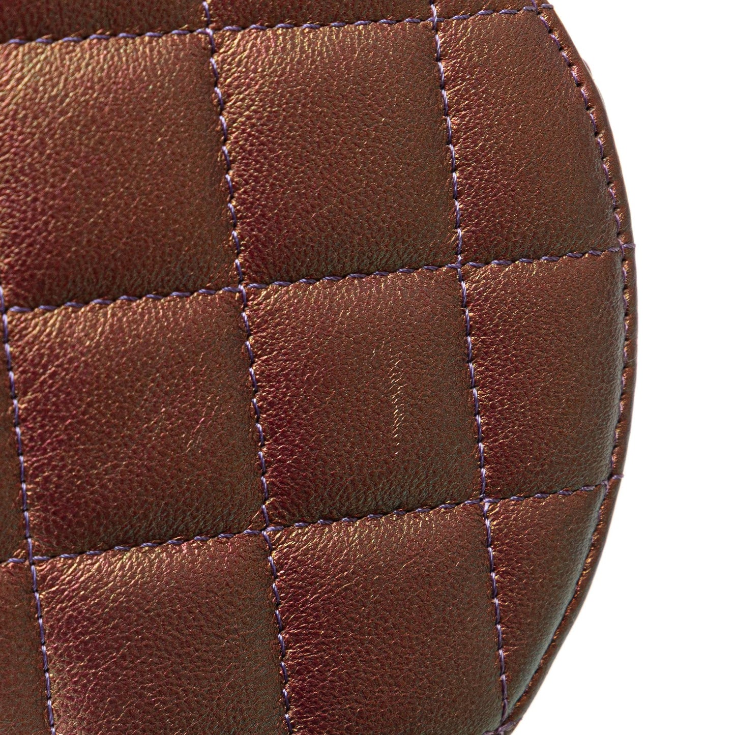 Chanel Quilted Iridescent Lambskin Round Clutch With Chain