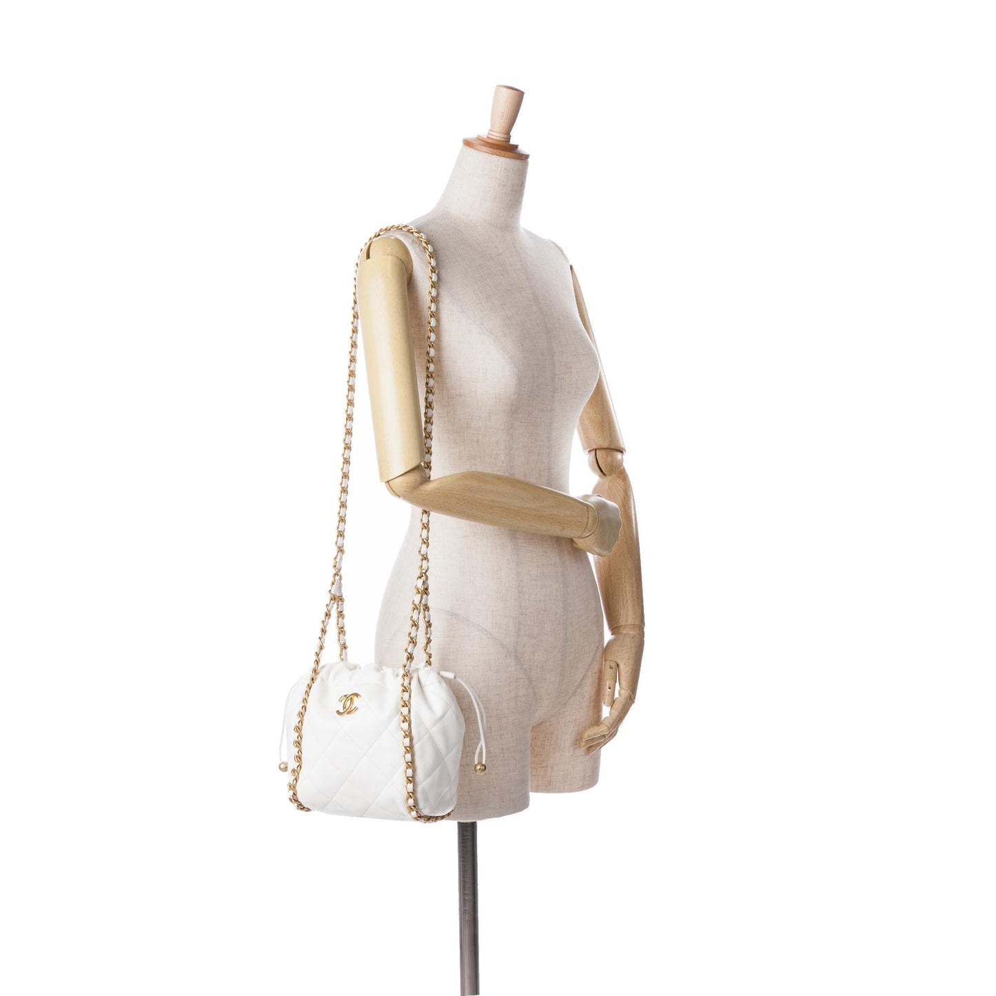 Chanel Quilted Lambskin Chain Around Bucket Bag