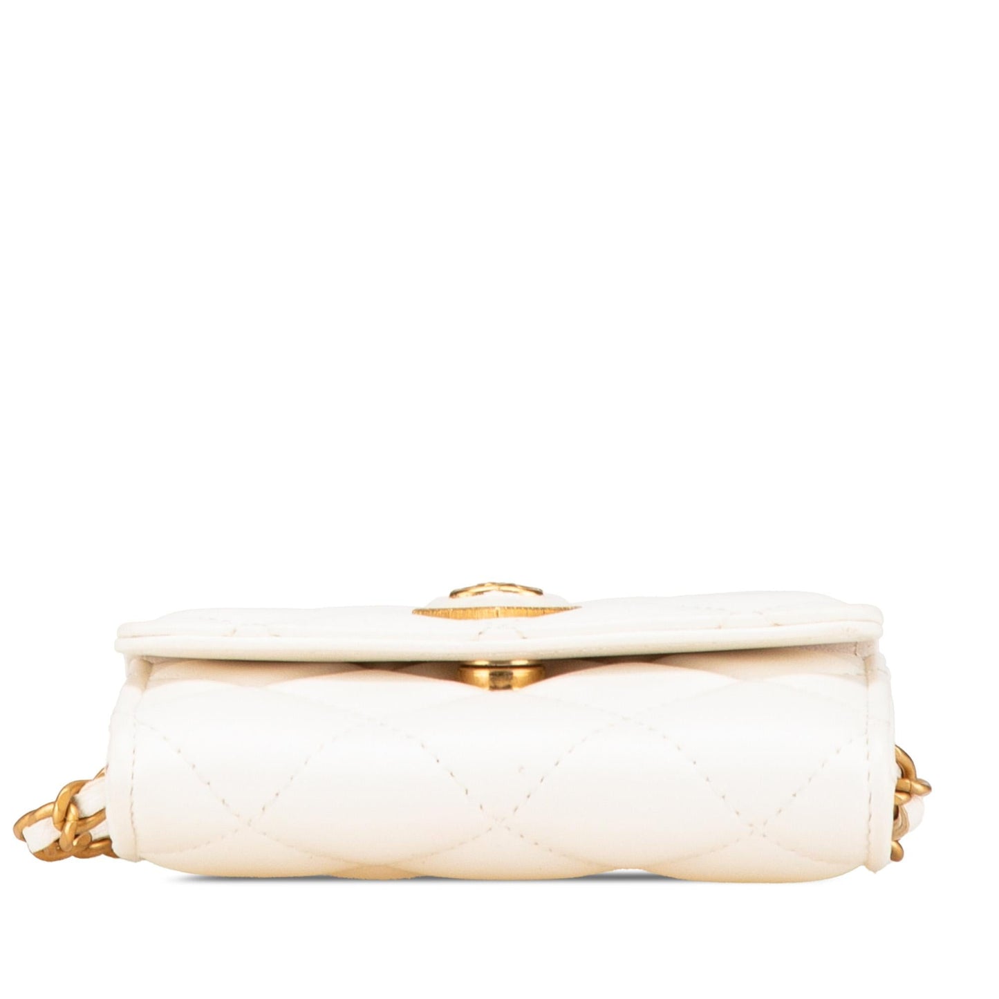 Chanel Quilted Lambskin Coco Love Card Holder On Chain