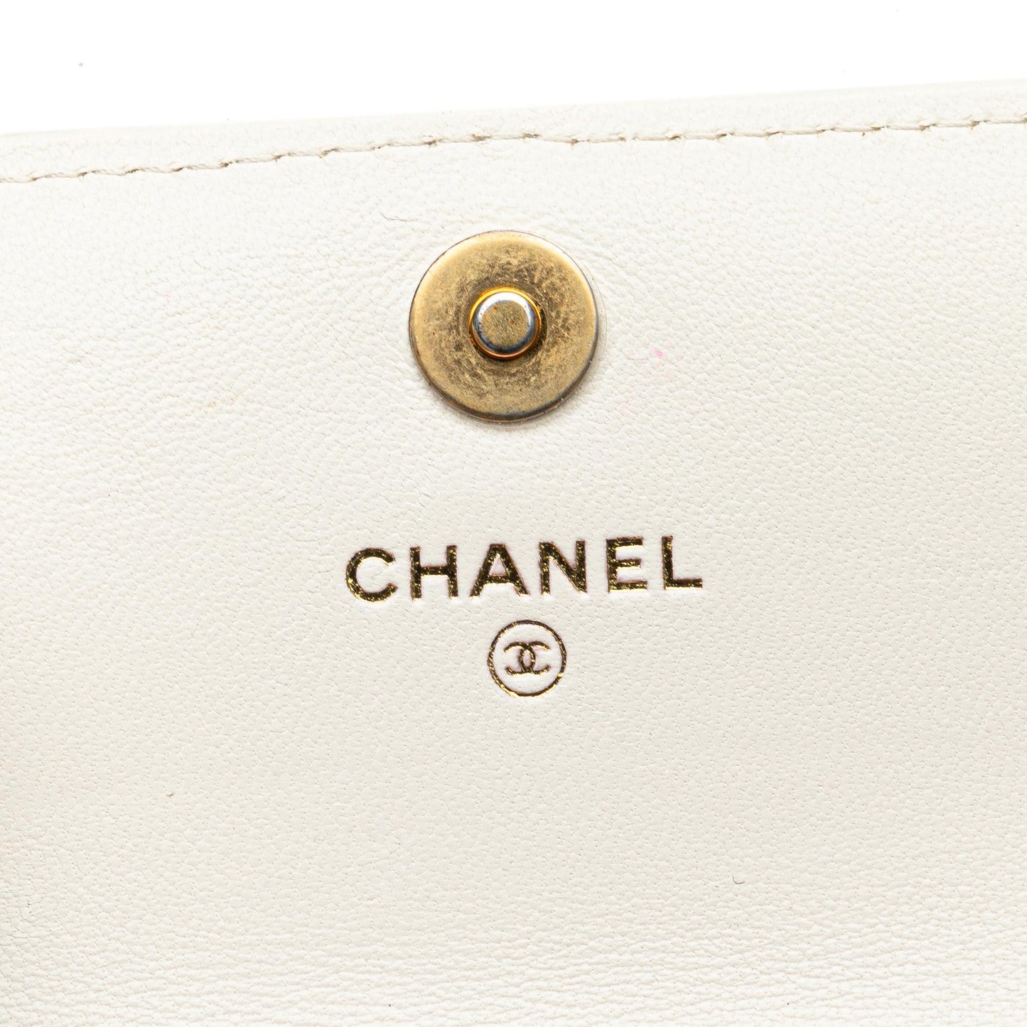 Chanel Quilted Lambskin Coco Love Card Holder On Chain
