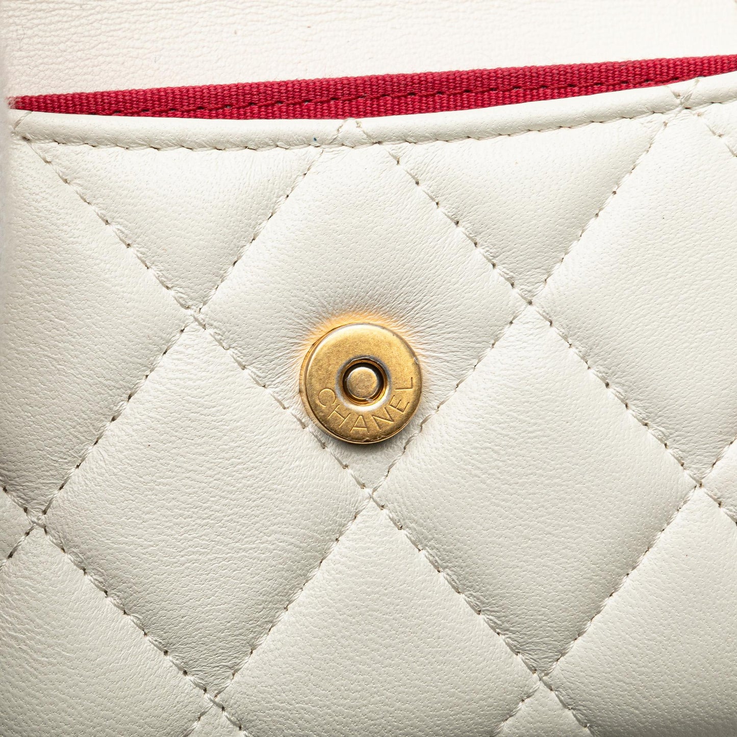 Chanel Quilted Lambskin Coco Love Card Holder On Chain