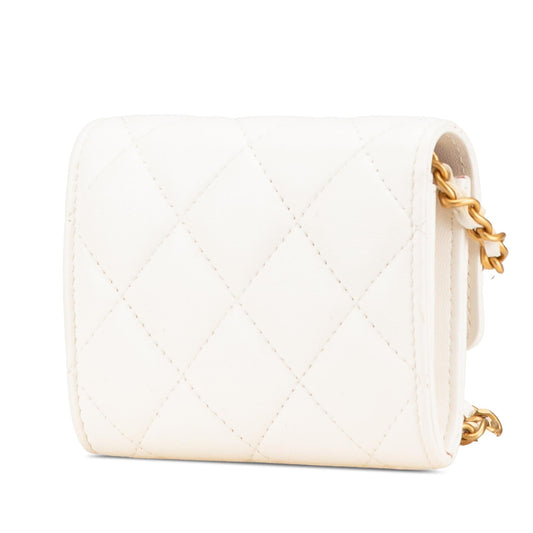 Chanel Quilted Lambskin Coco Love Card Holder On Chain