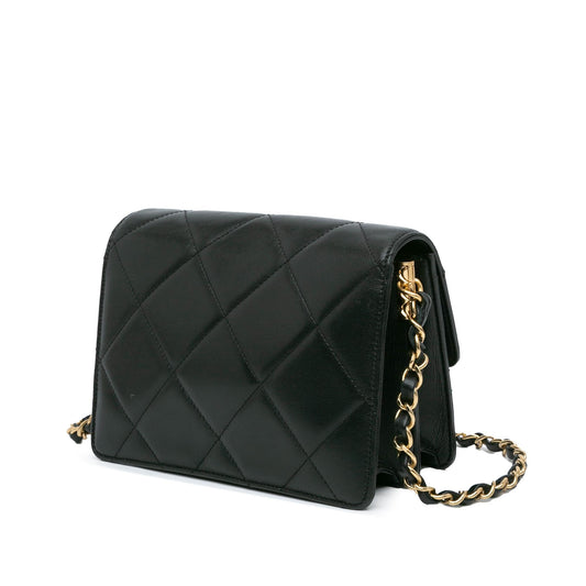 Chanel Quilted Lambskin Octagonal Buckle Crossbody