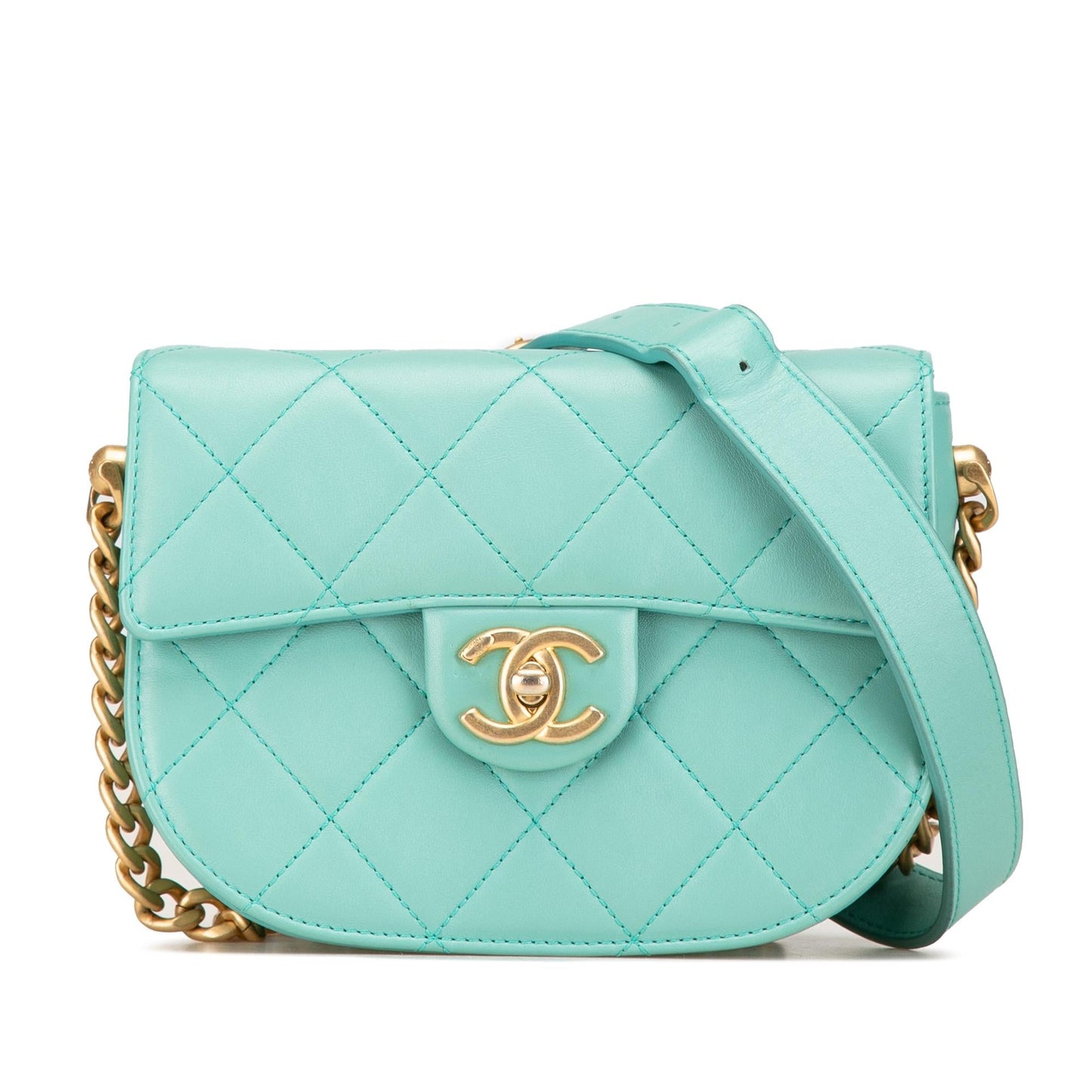 Chanel Quilted Lambskin Round Moon Messenger Flap