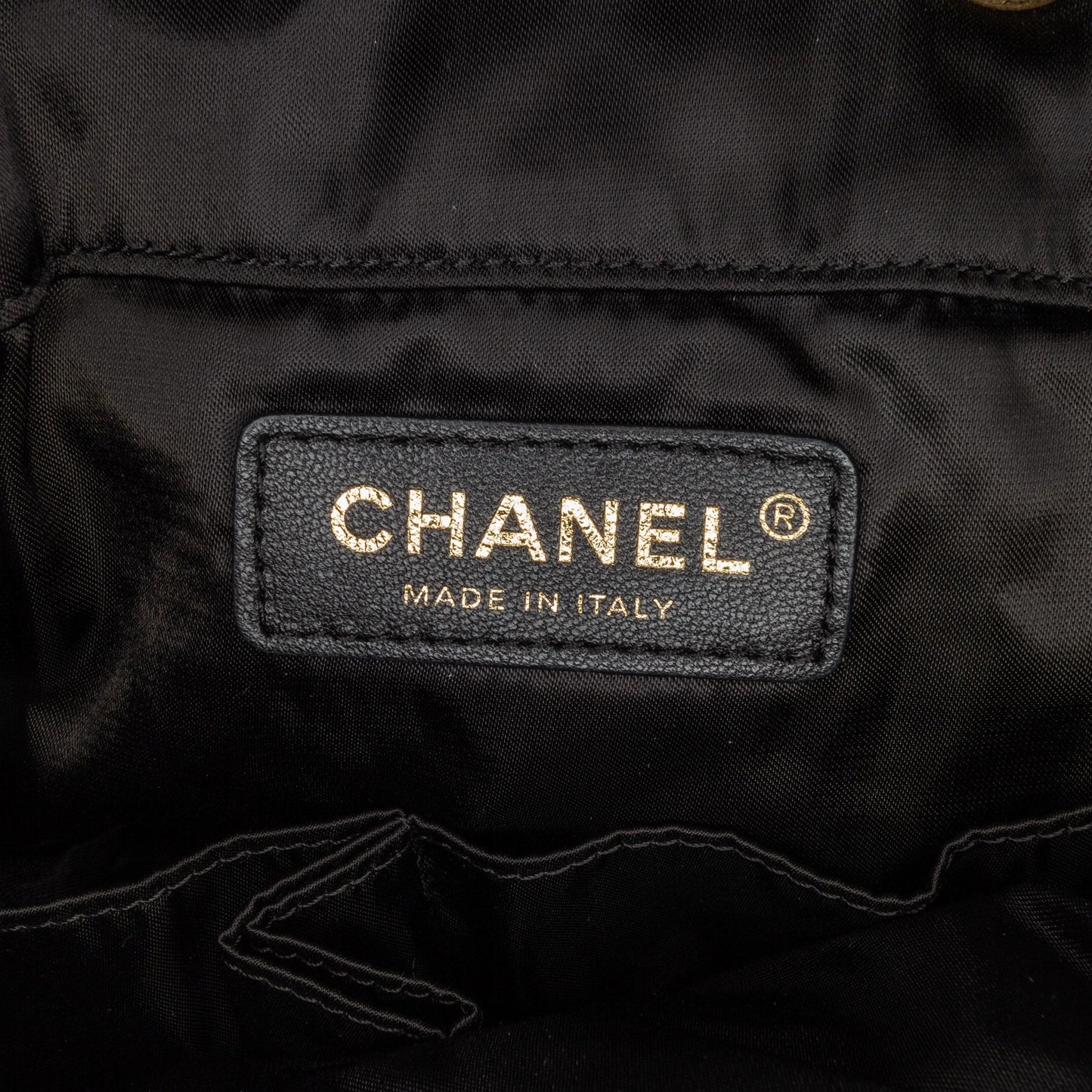 Chanel Quilted Nylon Crystal CC Drawstring Sling Bag