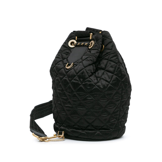 Chanel Quilted Nylon Crystal CC Drawstring Sling Bag