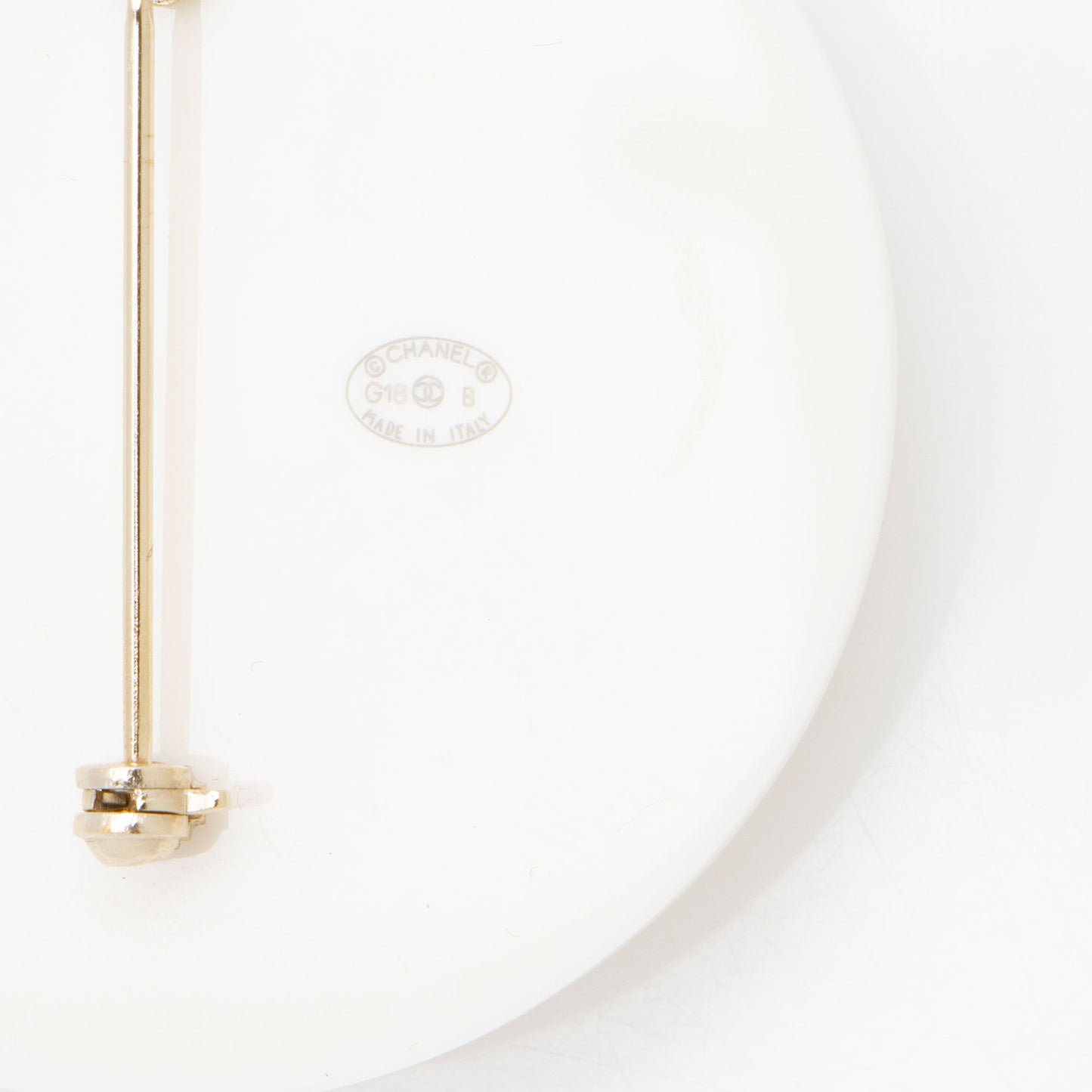 Chanel Resin Pearl Coco CC Profile Brooch