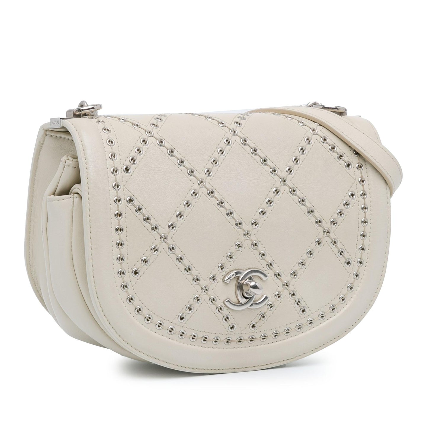 Chanel Small Calfskin Coco Eyelets Round Flap (SHG-J36UdW)