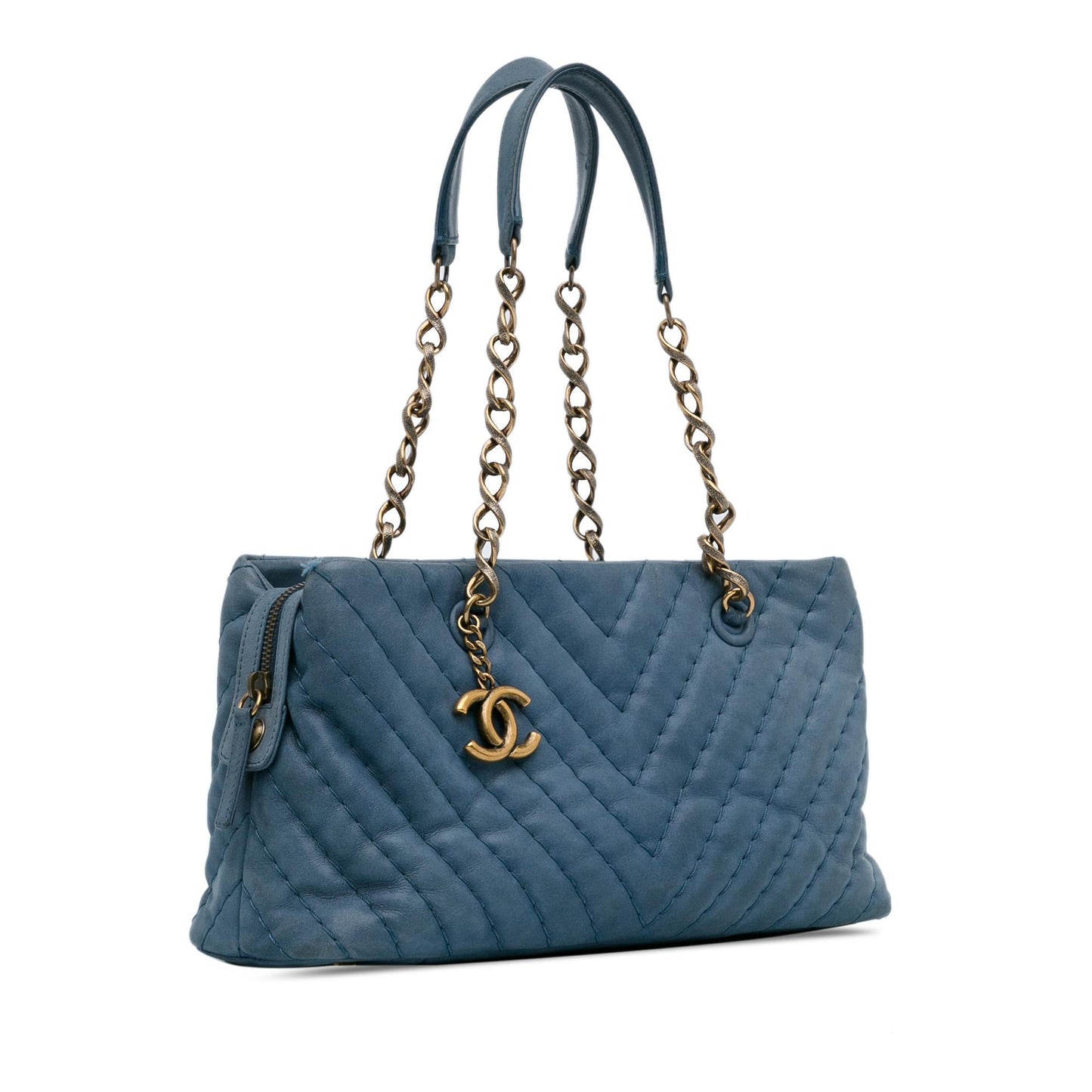 Chanel Small Chevron Surpique Iridescent Calfskin Tote (SHG-sHtll6)