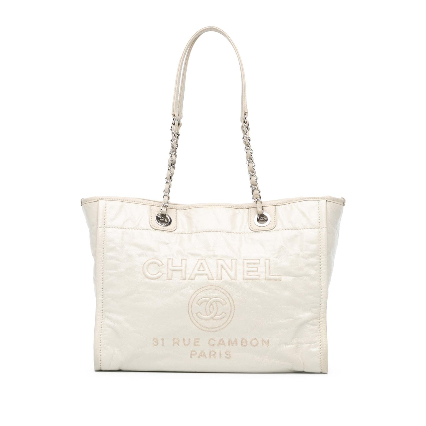 Chanel Small Glazed Calfskin Deauville Tote (SHG-QE8xIp)