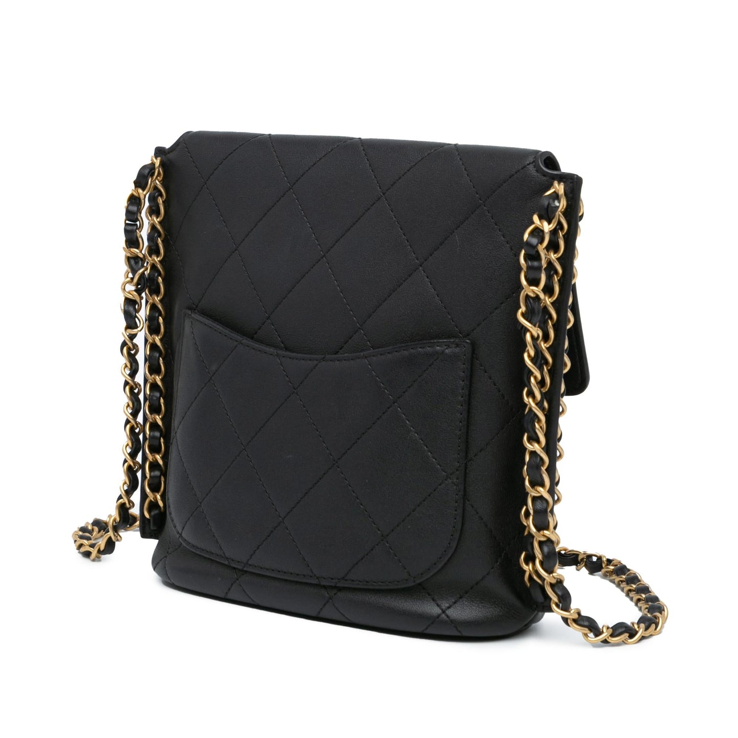 Chanel Small Quilted Calfskin Chain Hobo Flap (SHG-Un4nYy)