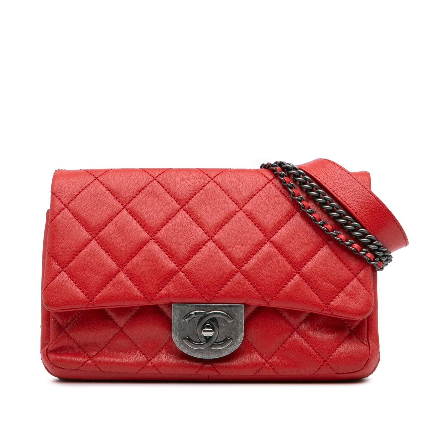 Chanel Small Quilted Goatskin Double Carry Waist Chain Flap