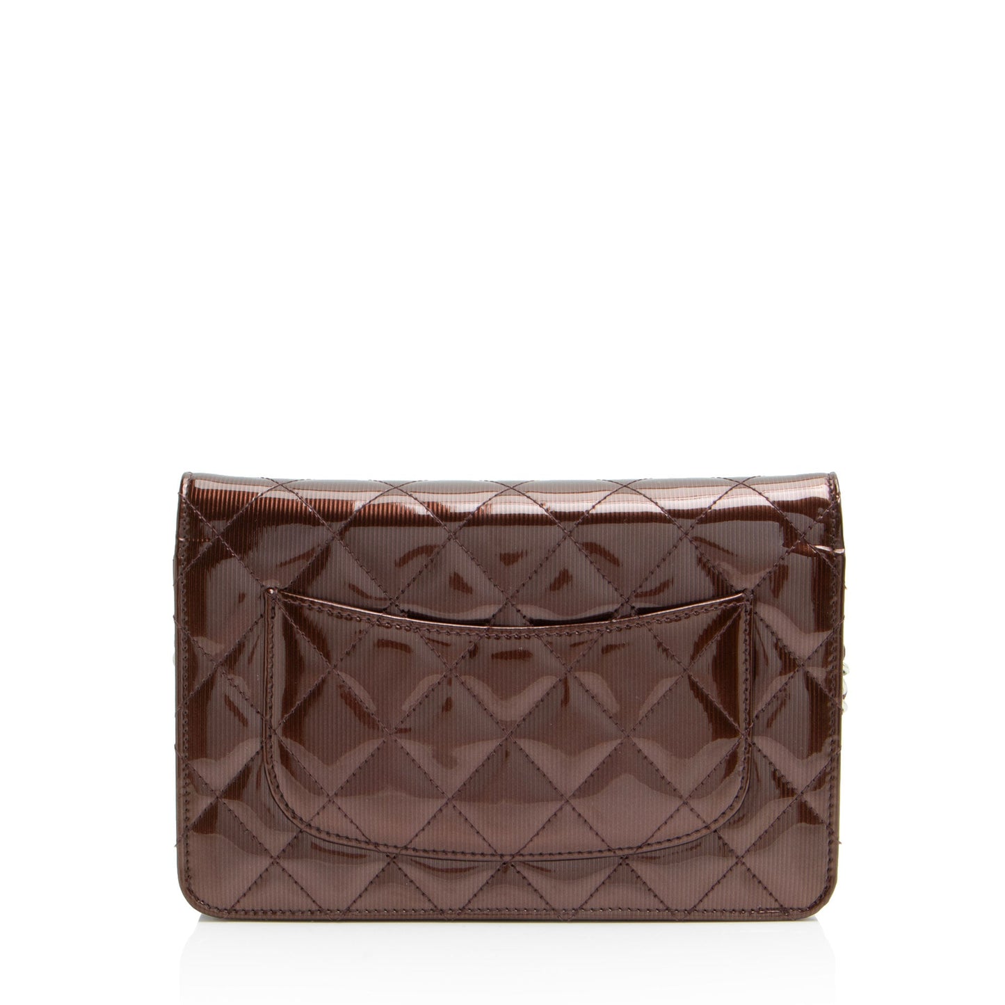 Chanel Striated Patent Leather Classic Wallet on Chain