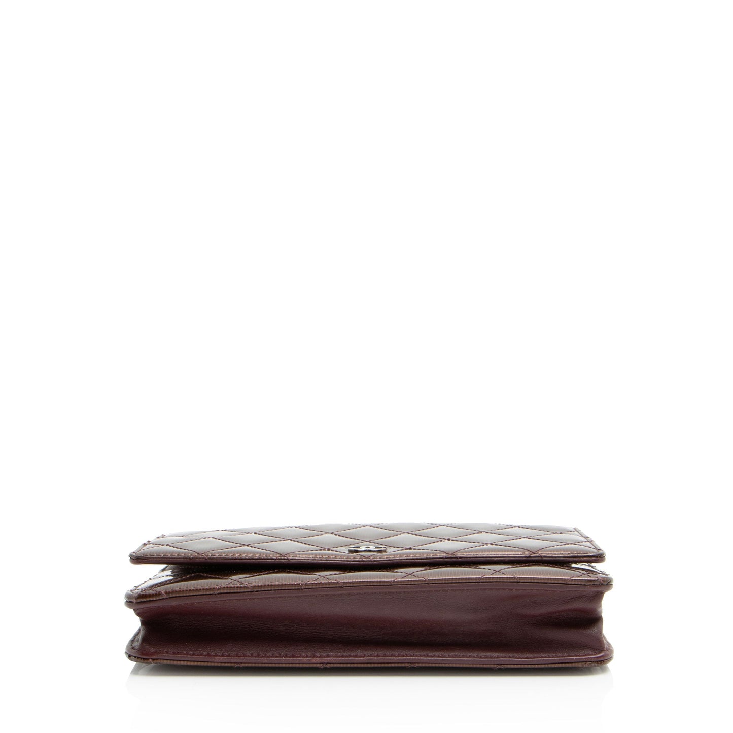 Chanel Striated Patent Leather Classic Wallet on Chain