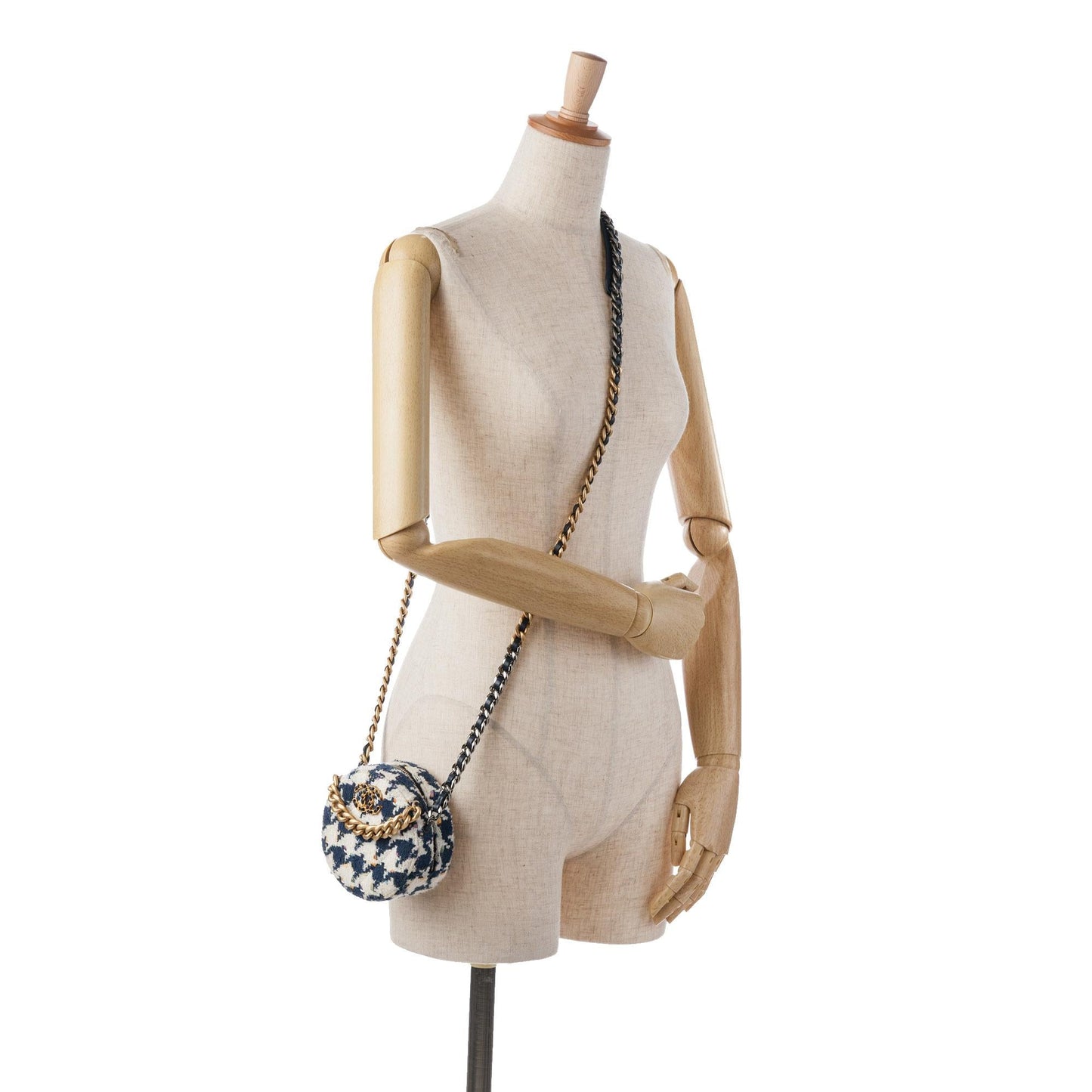 Chanel Tweed 19 Round Clutch with Chain