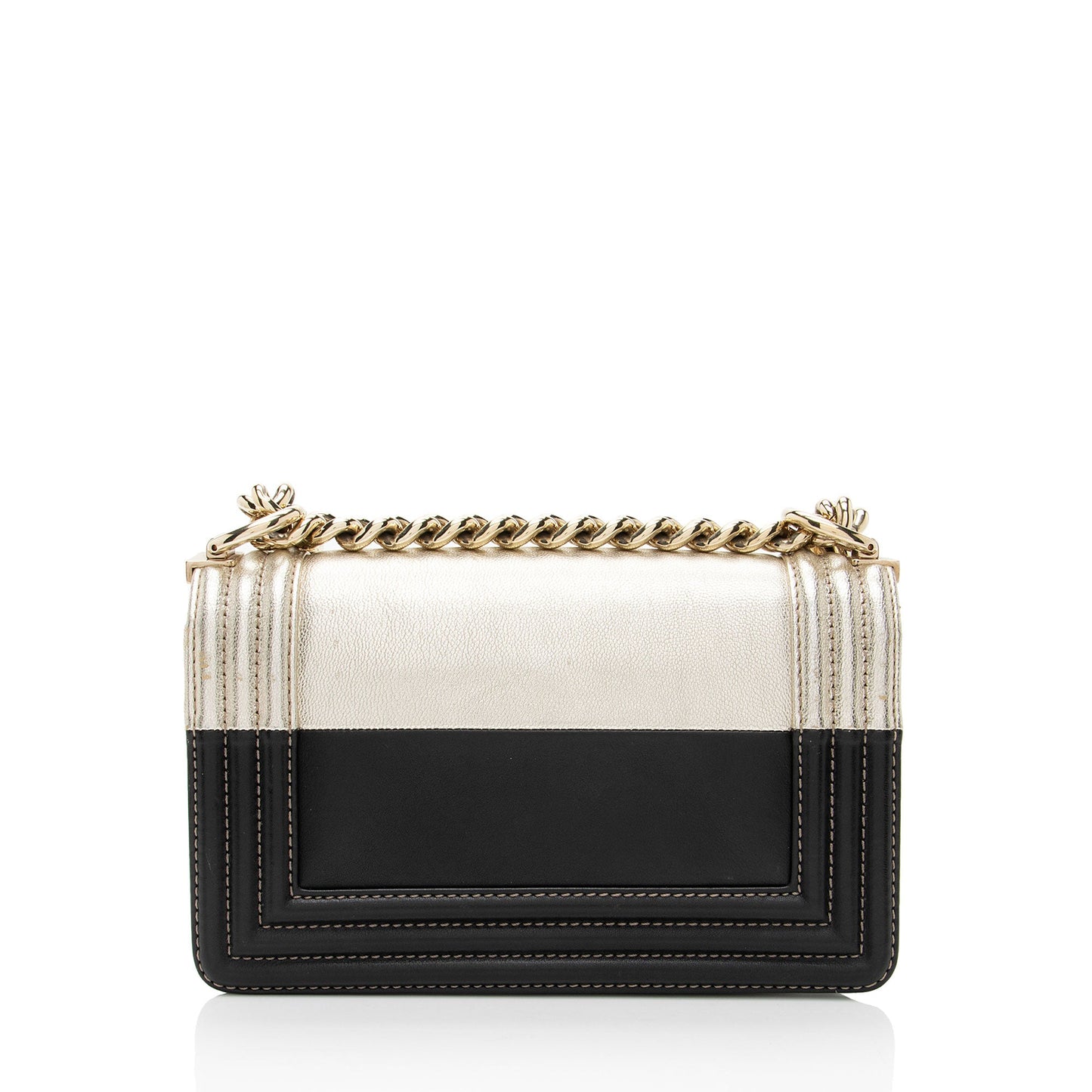 Chanel Two Tone Calfskin Goatskin Small Boy Bag